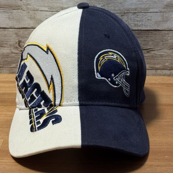 Vintage San Diego Chargers Split Blue and White Hat Game Day Adjustable Back - Picture 1 of 11